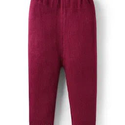 Babyhug Knitted Full Sleeves Sweater Set with Cable Knit Design - Wine image 4