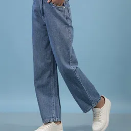 CRIMSOUNE CLUB Cotton Woven Solid Jeans - Blue image 5