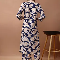 SANTOPERA DESIGNER Floral Printed V-Neck Straight Kurta With Palazzos image 4