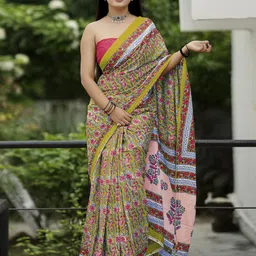 Mitera Floral Bagru Saree-image-75