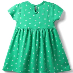 Babyhug Single Jersey Knit Half Sleeves Floral & Strawberry Printed Frocks With Bow Applique Pack of 2 - Yellow & Green image 5