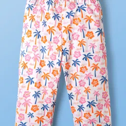 Pine Kids Single Jersey Knit Half Sleeves Floral & Beach Theme Printed Front Open Co-Ords Capri Night Suit - Multi Colour image 5