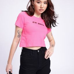 glitchez Cool Chic Typography Printed Cropped T-shirt-picture-4