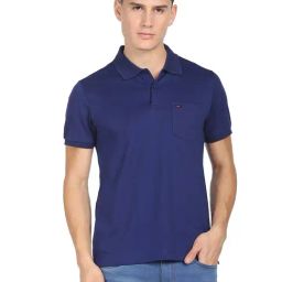 AD by Arvind Blue Slim Fit Polo T-Shirt-picture-7