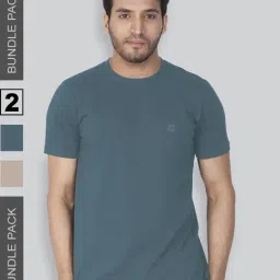 Lux Nitro Blue & Ecru Regular Fit T-Shirt Pack of - 2-image-90