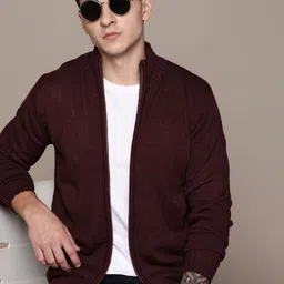 The Roadster Lifestyle Co.  Mock Collar Acrylic Cardigan image 1