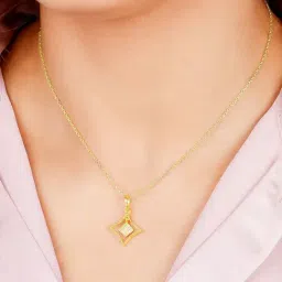 GIVA 92.5 Sterling Silver Golden Mystic Star Signature Pendant with Link Chain for Women-image-92