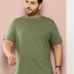 Sztori Plus Size Henley Neck Pure Cotton T-shirt-picture-36