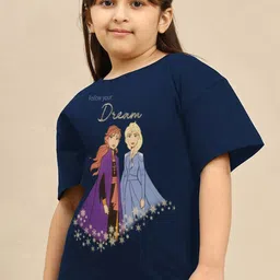 Kids Ville Girls Frozen Printed Oversized T-Shirt-picture-42