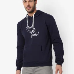 Campus Sutra Blue Cotton Regular Fit Printed Hooded Sweatshirt-image-73
