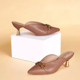 Forever Glam by Pantaloons Women's Tan Mule Shoes-picture-16