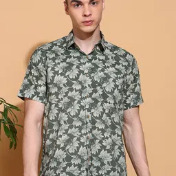 FUBAR Floral Printed Short Sleeves Slim Fit Cotton Shirt-picture-31