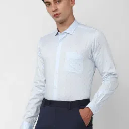 Peter England Blue Cotton Slim Fit Printed Shirt-picture-38