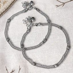 Teejh Sharanya Silver Oxidized Ghungroo Pair of Anklet-picture-36