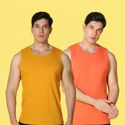 WOOSTRO Men Pack of 2 Solid Round Neck Cotton Slim Fit Sports T-shirts image 2