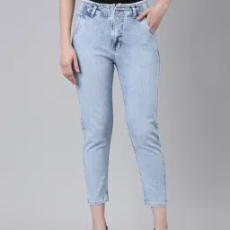 showoffff SHOWOFF Light Blue Denim Boyfriend Fit Mid Rise Jeans-picture-18