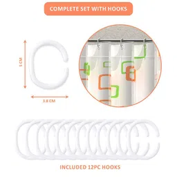 Kuber Industries White & Orange Waterproof Shower Curtain image 2