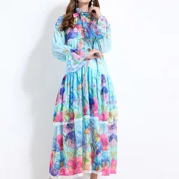 JC Collection Women Floral Printed Flared Sleeve Maxi Dress image 2