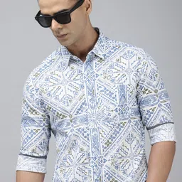 SPYKAR Slim Fit Printed Pure Cotton Casual Shirt-image-27