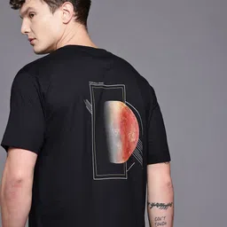 Allen Solly Graphic Printed Drop-Shoulder Sleeves Relaxed Fit Pure Cotton T-shirt-picture-19