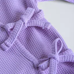 Hopscotch Unisex Kids Purple Bunny Printed Angrakha Wrap Cotton Top With Slip On Pyjamas image 3