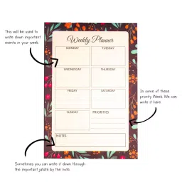 The Papier Ocean A5 Things Weekly Planner Tear Off Sheet Pad 52 Sheets with Blue Flowers Pattern image 4
