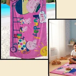 Athom Living Multicoloured & Pink 2 Printed Cotton 350 GSM Bath Towel-picture-22