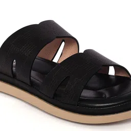 ASHO WITH FASHION MADE GLOBAL Women Textured Laser Cuts Open Toe Flats image 3