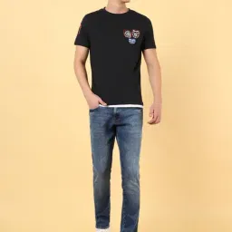 Wrangler Black Cotton Regular Fit Printed T-Shirt image 5