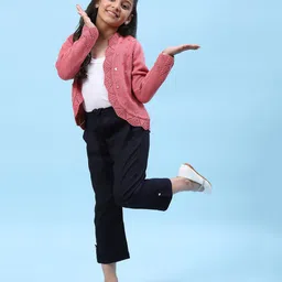 Biba Pink Acrylic Blend Front Open Shrug-image-54