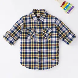Ed-a-Mamma Cotton Woven Sustainable Full Sleeves Checks Shirt - Multicolor-picture-14