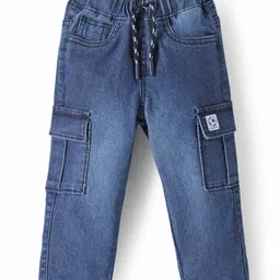 Babyhug Full Length Washed Denim Jeans With Stretch & Cargo Pockets - Blue-picture-23
