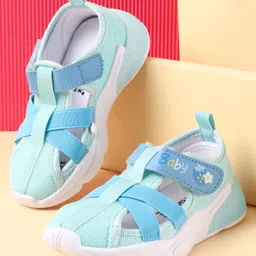 Cute Walk by Babyhug Velcro Closure Sandals with Baby Print - Light Blue-picture-23