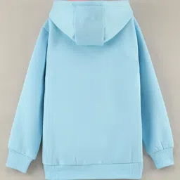 Vitamins Full Sleeves Hooded Jacket Text Print - Blue image 2