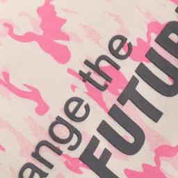 Doreme Above Knee Length Cotton Change The Future Text Print Shorts - Pink image 3