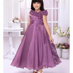 Tiny Kingdom Sleeveless Floral Applique Gown - Purple image 5