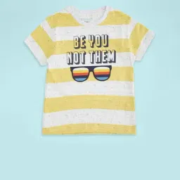 Pantaloons Junior Yellow & Off-White Cotton Printed T-Shirt-image-55
