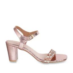 Mochi Women's Rose Gold Ankle Strap Sandals-picture-30