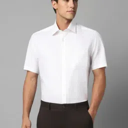 Louis Philippe White Cotton Regular Fit Self Pattern Shirt-image-9
