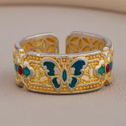 GC PREMIUM JEWELLERY Silver Plated Stone Studded Finger Ring-image-73