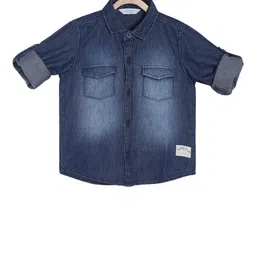 MINI KLUB Boys Blue Regular Fit Faded Casual Shirt-picture-54