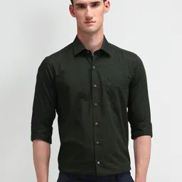 Arrow Men Comfort Spread Collar Textured Cotton Slim Fit Formal Shirt-image-19