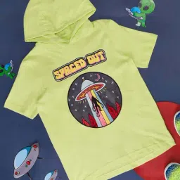 Pantaloons Junior Lime Green Cotton Printed T-Shirt-image-90