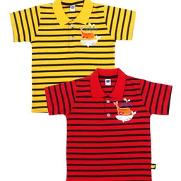 Teddy Boys Pack of 2 Striped Polo Collar T-shirts-picture-52