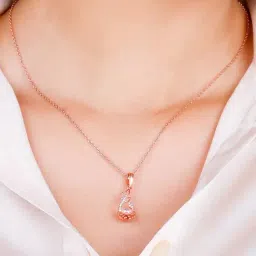 GIVA 92.5 Sterling Silver Rose Gold Shield Of Love Pendant with Link Chain for Women-image-48