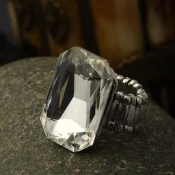 PANASH Silver-Plated CZ-Studded Rectangle-Shaped Adjustable Finger Ring-picture-31