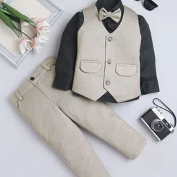 BAESD Boys Single-Breasted 3 Piece Suit Set With Bow-image-71