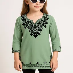 Naida Ethnic Motifs Embroidered V-Neck Kurti-picture-26