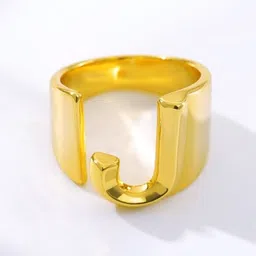 ZIVOM 18K Gold-Plated Initial Letter J Adjustable Finger Ring-picture-28