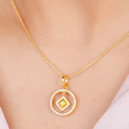 GIVA 92.5 Sterling Silver Golden Enchanted Skies Signature Pendant with Link Chain for Women-picture-18